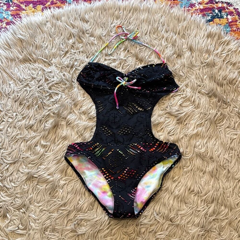 OP rainbow eyelet swimsuit size medium